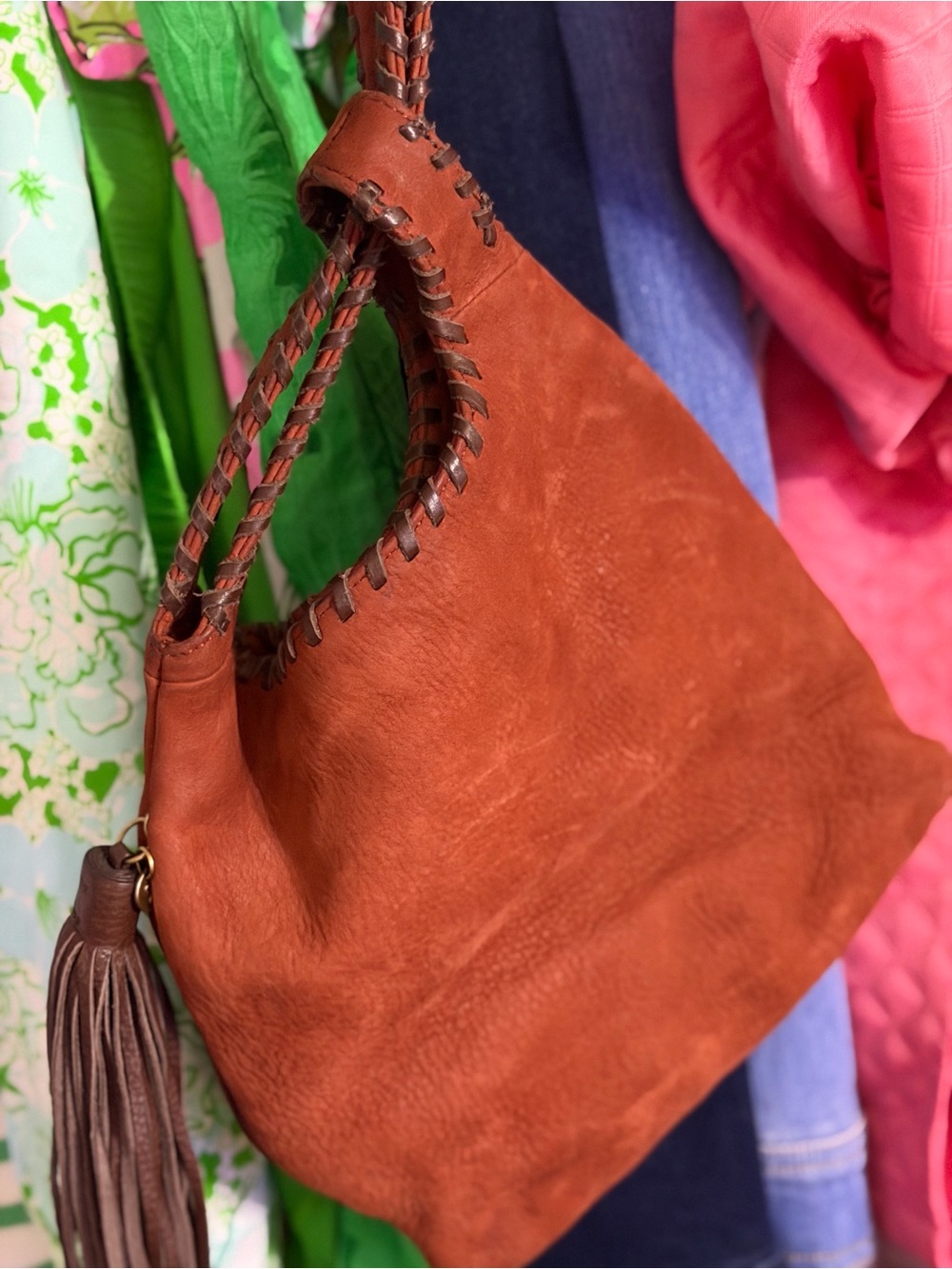 HOBO Leather Blossom Wristlet in Cinnabar Brown - Picture 3 of 5